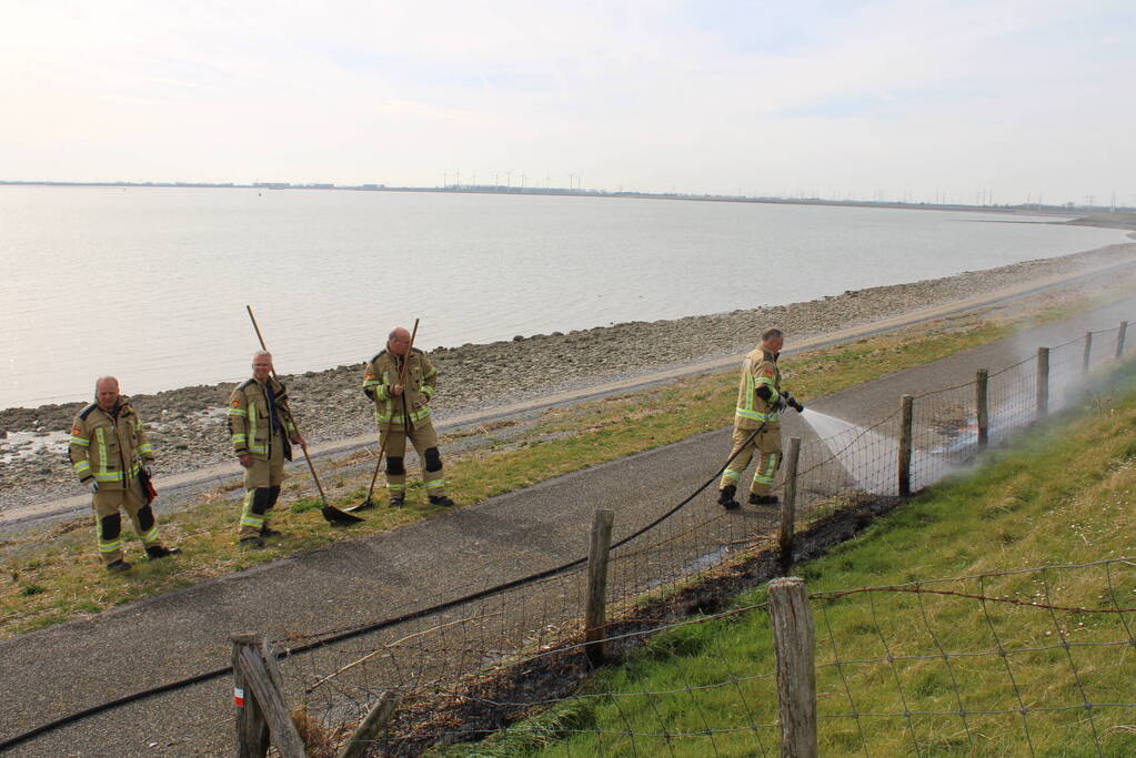Brand langs dijk snel gedoofd
