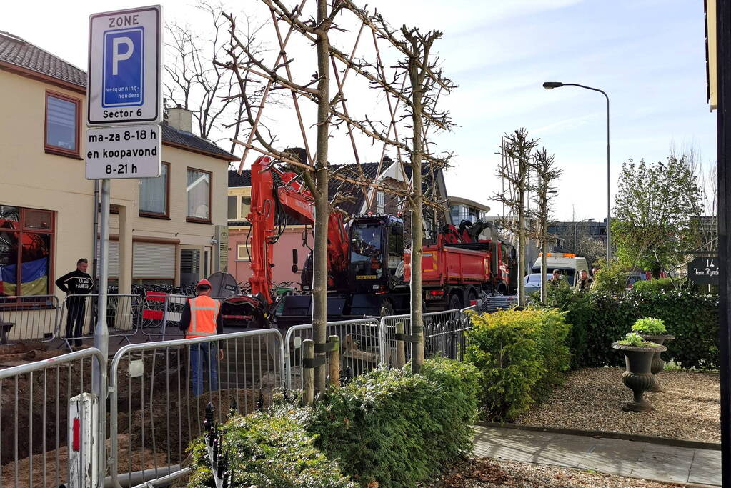 Gasleiding geraakt bij graafwerkzaamheden
