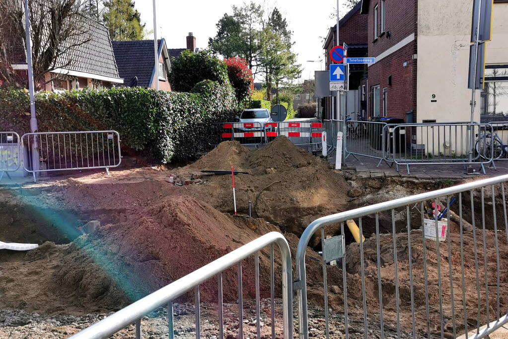 Gasleiding geraakt bij graafwerkzaamheden