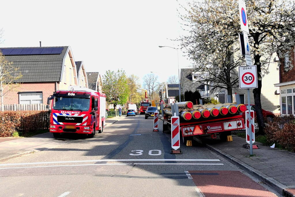 Gasleiding geraakt bij graafwerkzaamheden