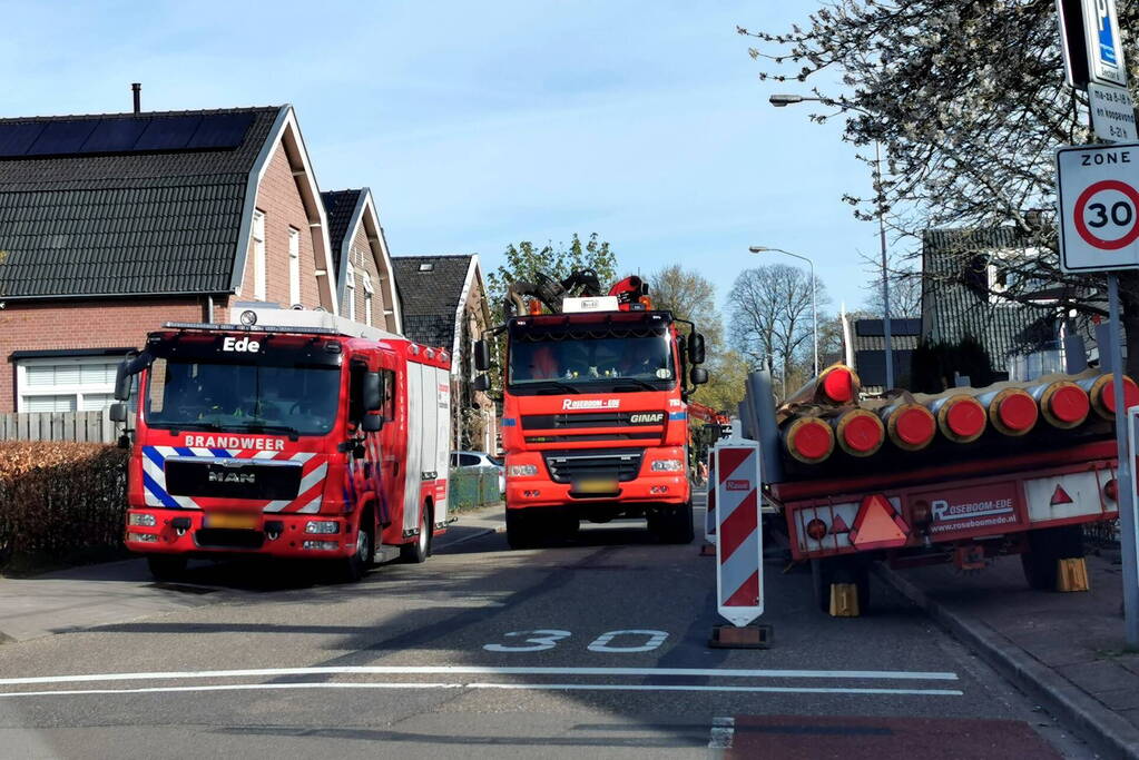 Gasleiding geraakt bij graafwerkzaamheden