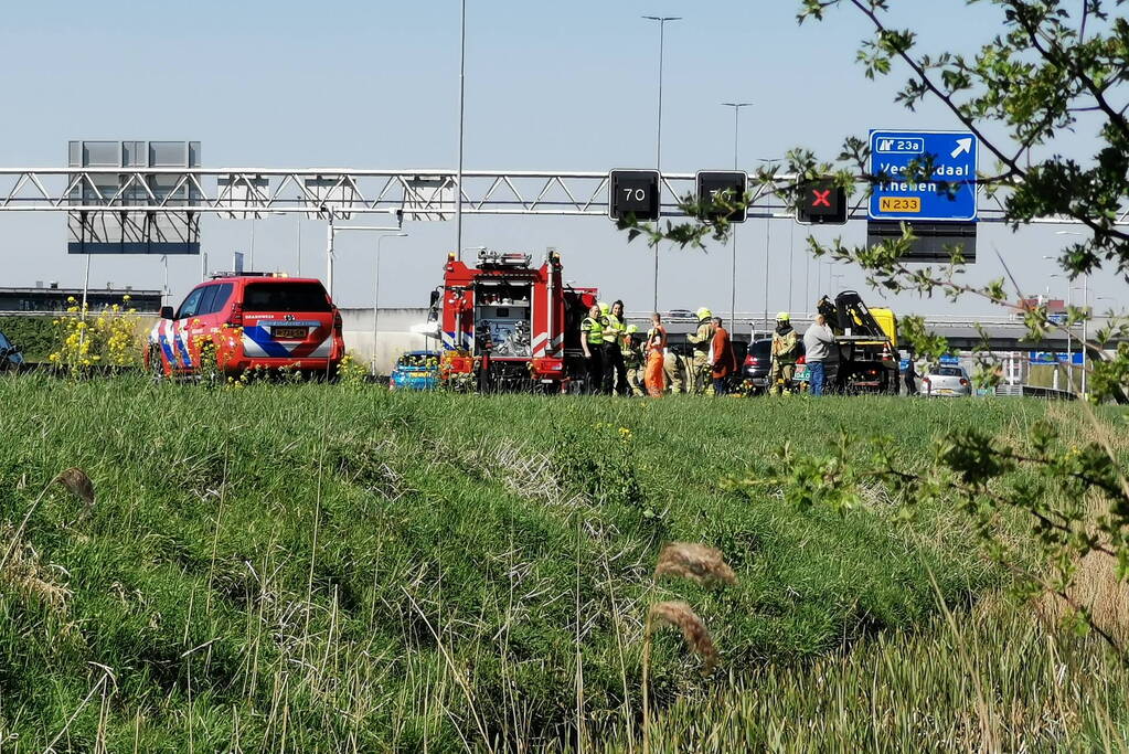 Verkeersopstopping vanwege brand op Rijksweg