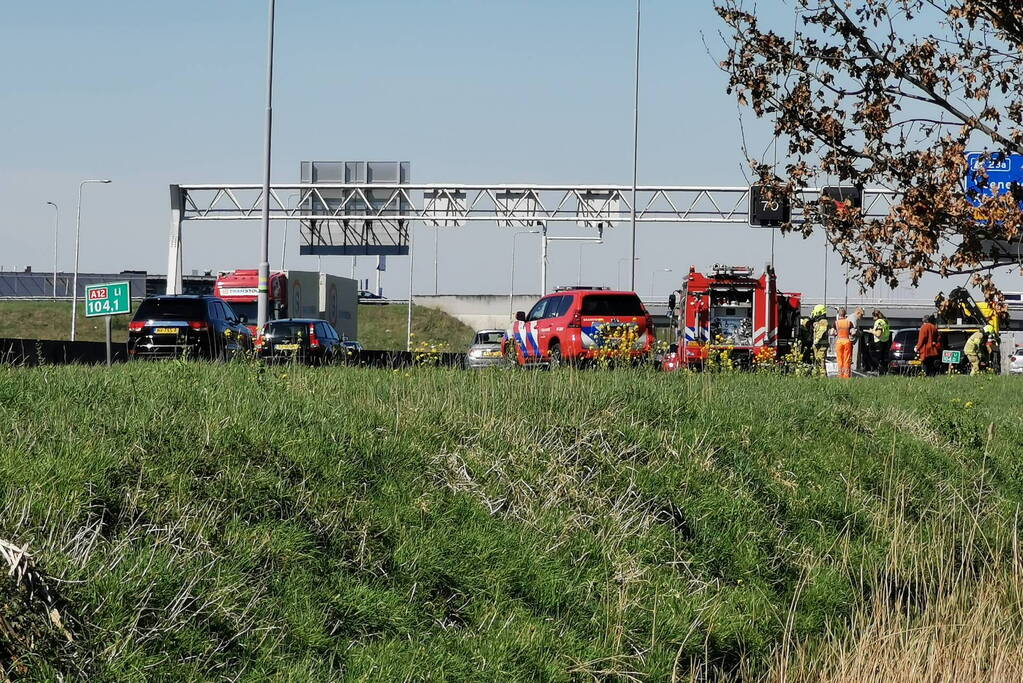 Verkeersopstopping vanwege brand op Rijksweg