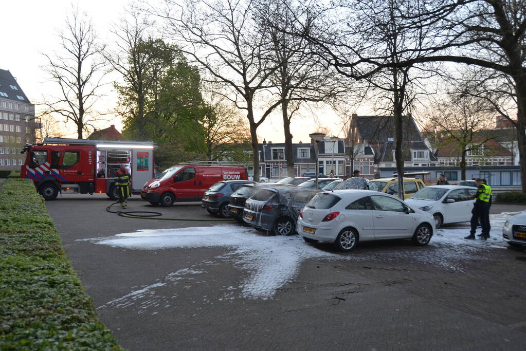 Geparkeerd auto verwoest vanwege brand