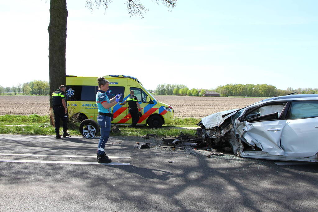 Automobilist gewond bij botsing tegen boom