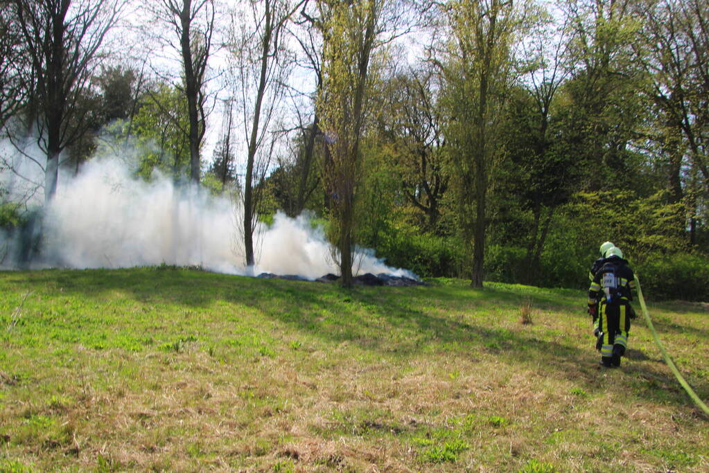 Veel rook bij brand in bult riet Rengerspark