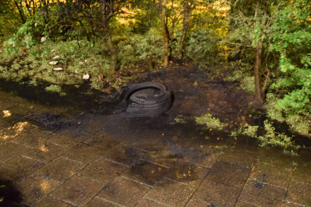 Brandwonden door brandende autoband