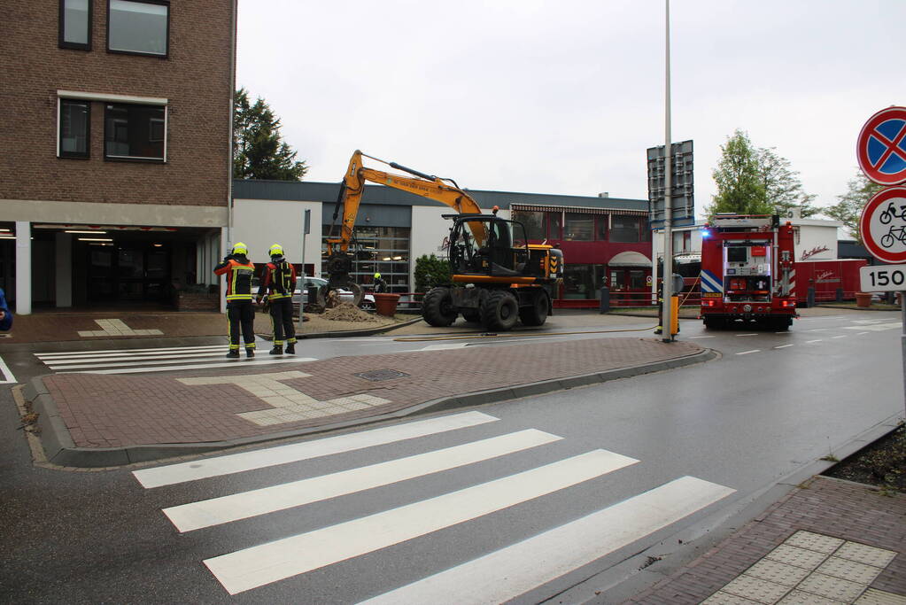 Gasleiding geraakt bij graafwerkzaamheden