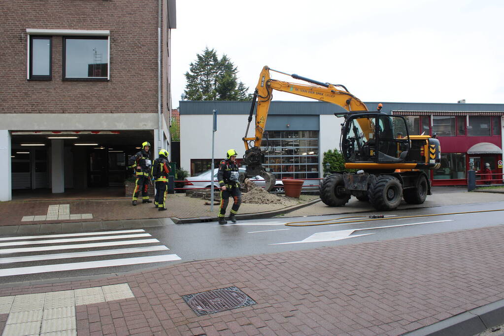 Gasleiding geraakt bij graafwerkzaamheden