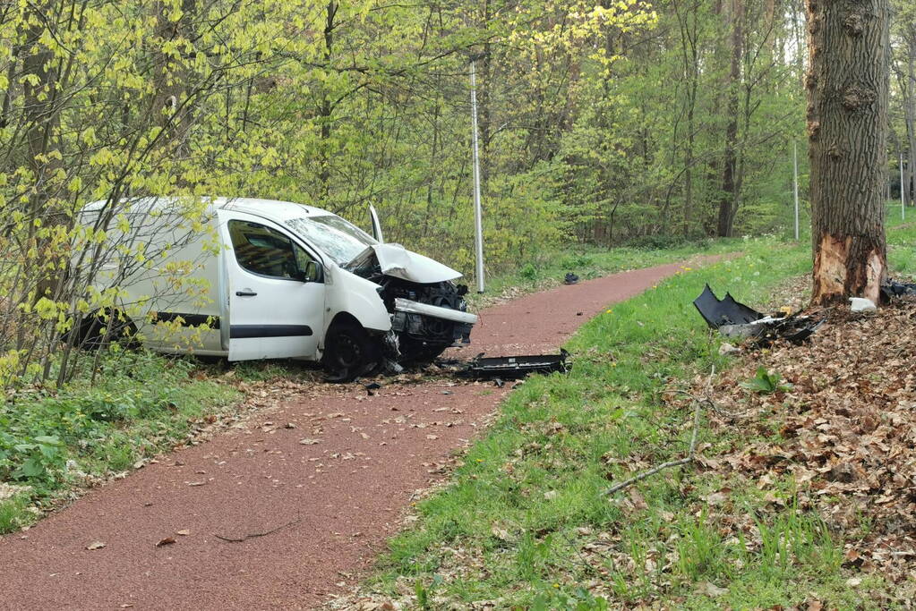 Bestelwagen botst op boom