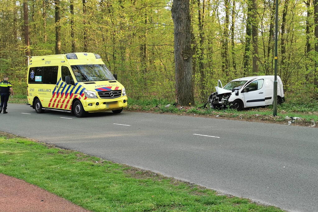 Bestelwagen botst op boom