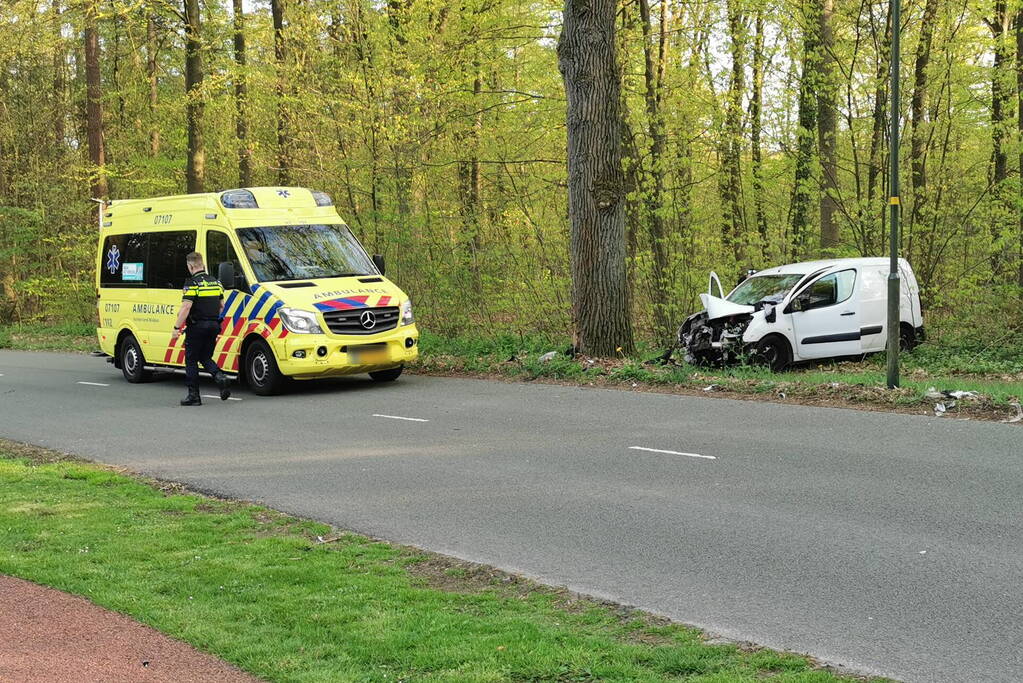 Bestelwagen botst op boom
