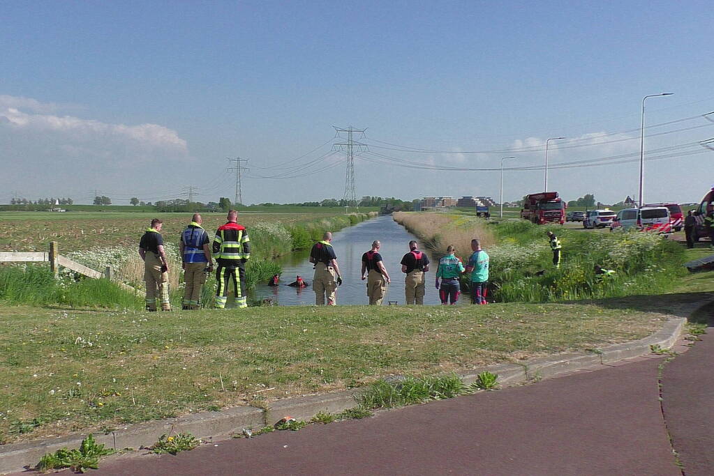 Brandweerduikers doen onderzoek in water na aangetroffen fiets