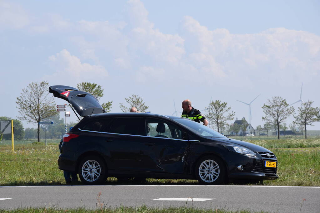 Schade na ongeval op rotonde