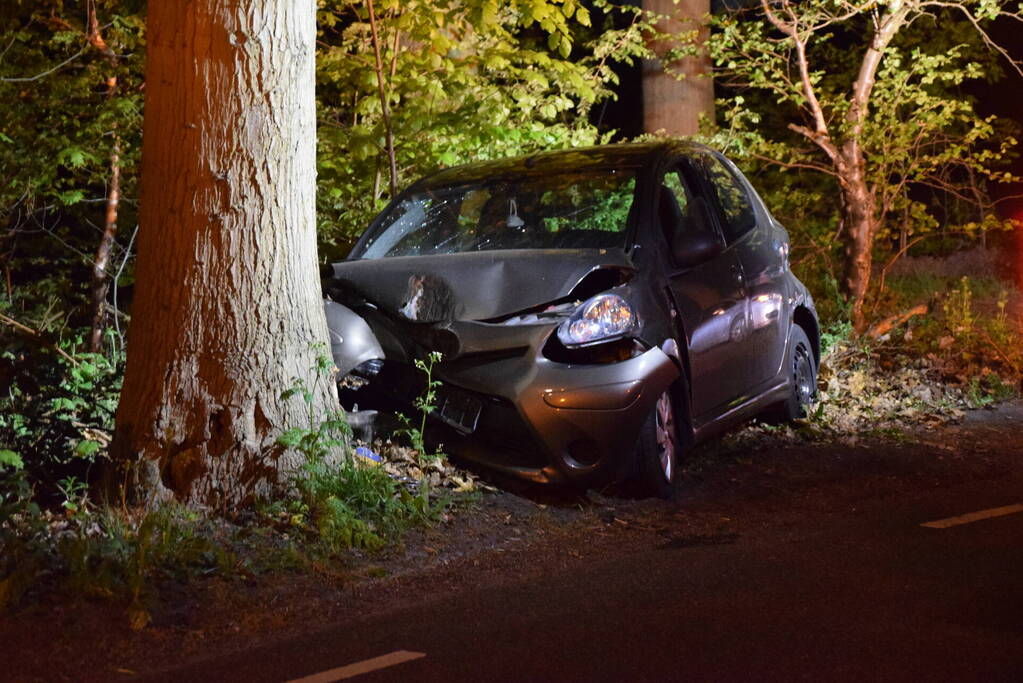 Automobilist rijdt tegen boom