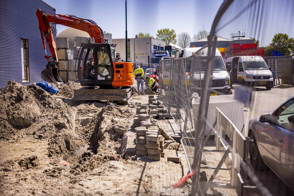 Gasleiding geraakt bij graafwerkzaamheden