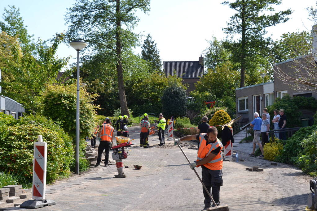 Straat afgezet door flinke gaslekkage in Groenswaard