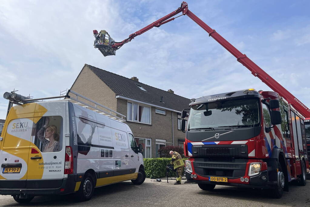 Brand tijdens plaatsen van dakkapel