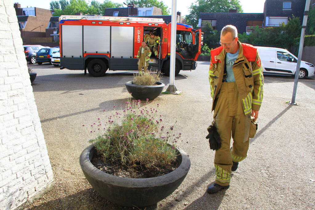 Bloembak met lavendel vliegt in brand