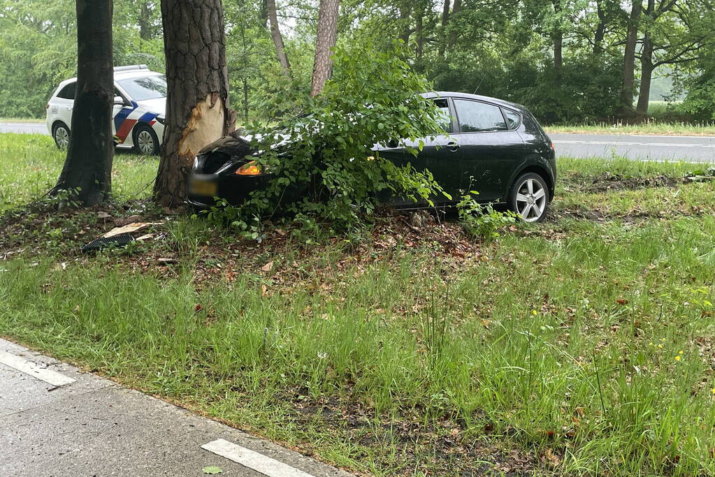 Veel schade bij botsing tegen boom