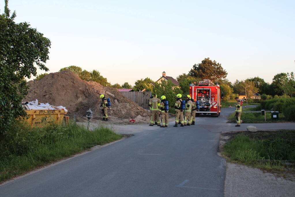 Gasleiding geraakt op bouwterrein