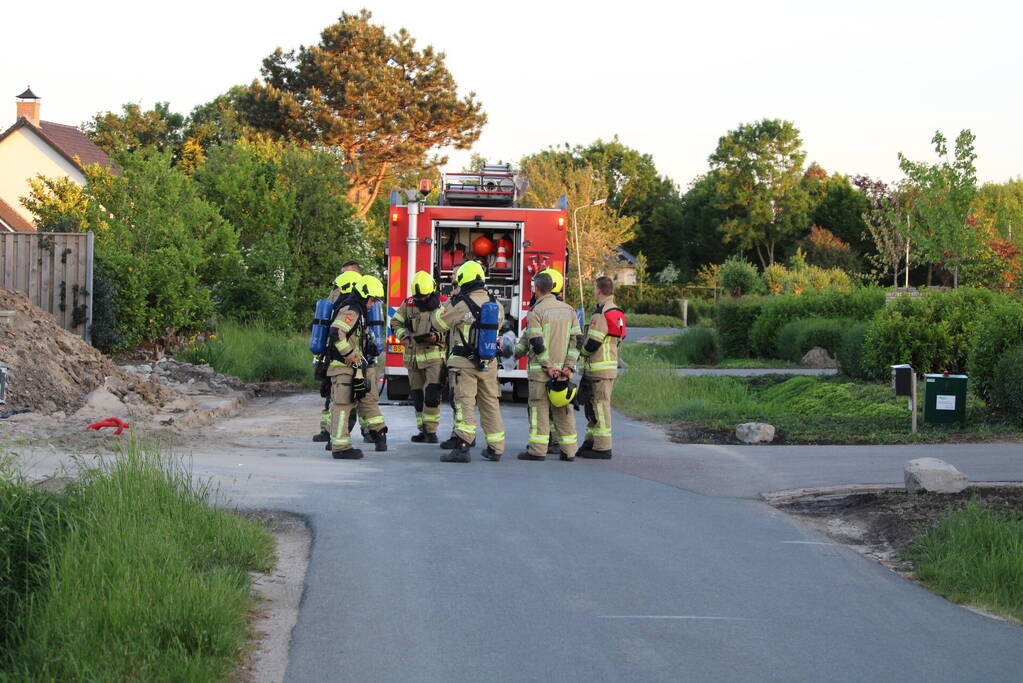 Gasleiding geraakt op bouwterrein