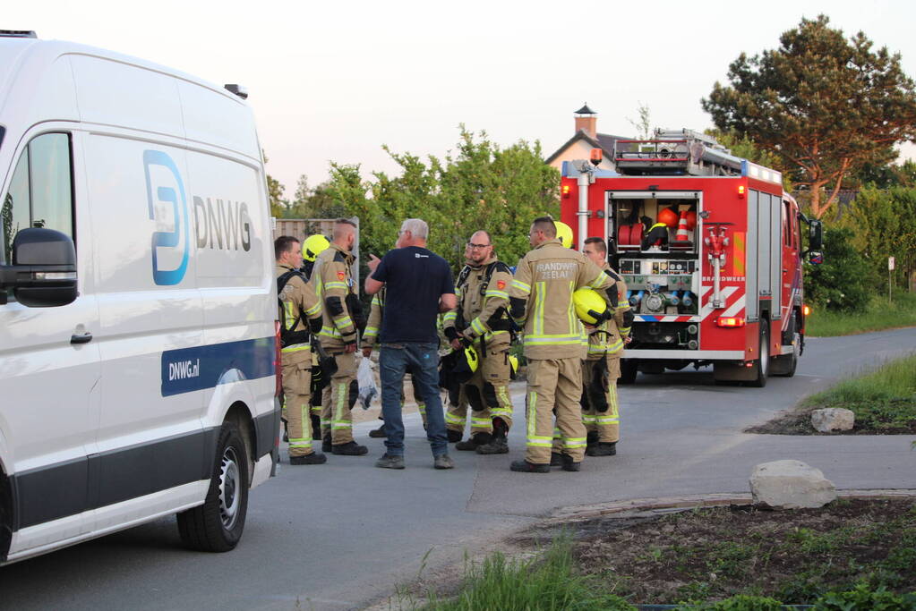 Gasleiding geraakt op bouwterrein