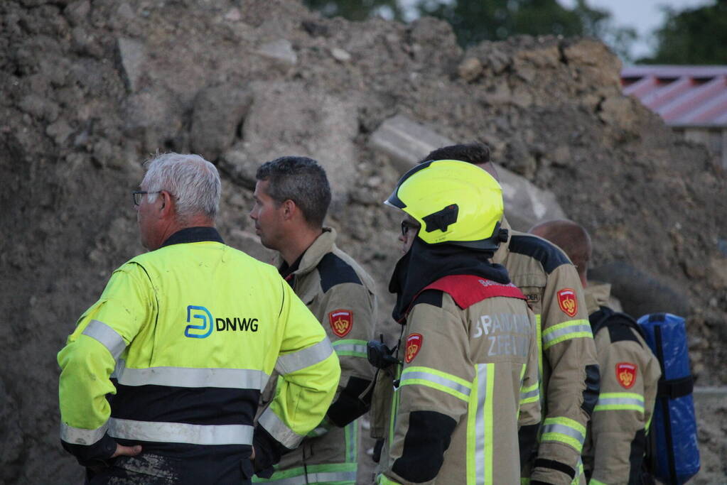 Gasleiding geraakt op bouwterrein