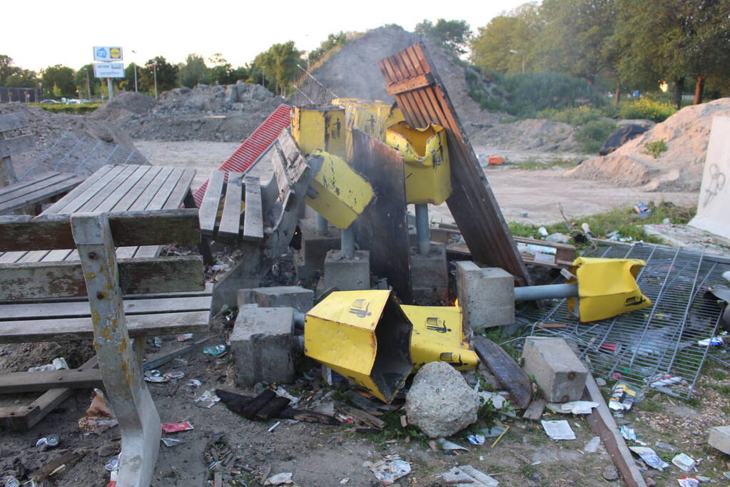 Brandstichting op bouwterrein