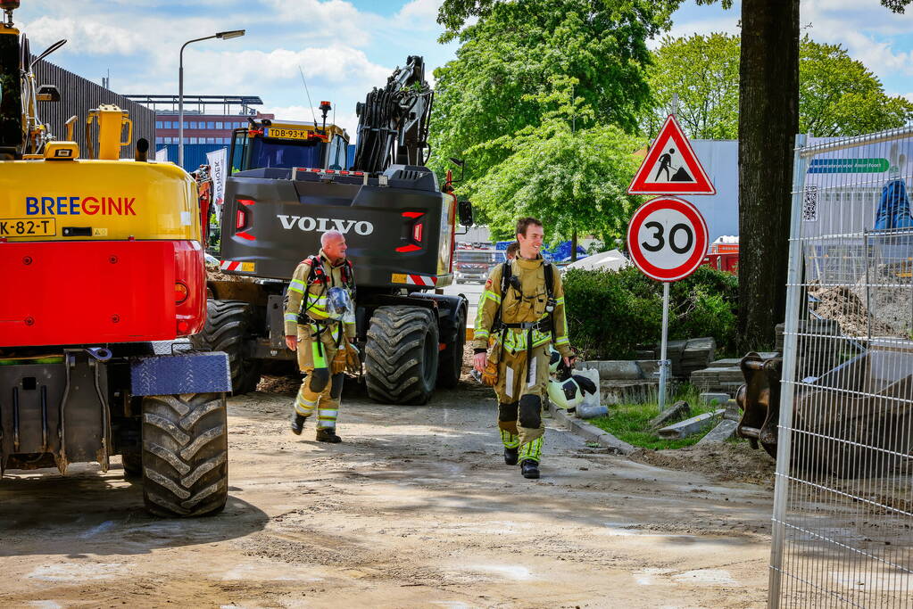Gasleiding geraakt bij graafwerkzaamheden