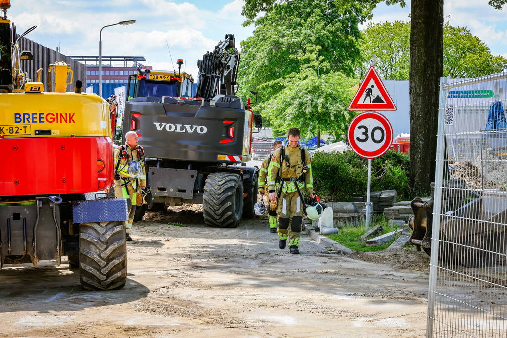 Gasleiding geraakt bij graafwerkzaamheden
