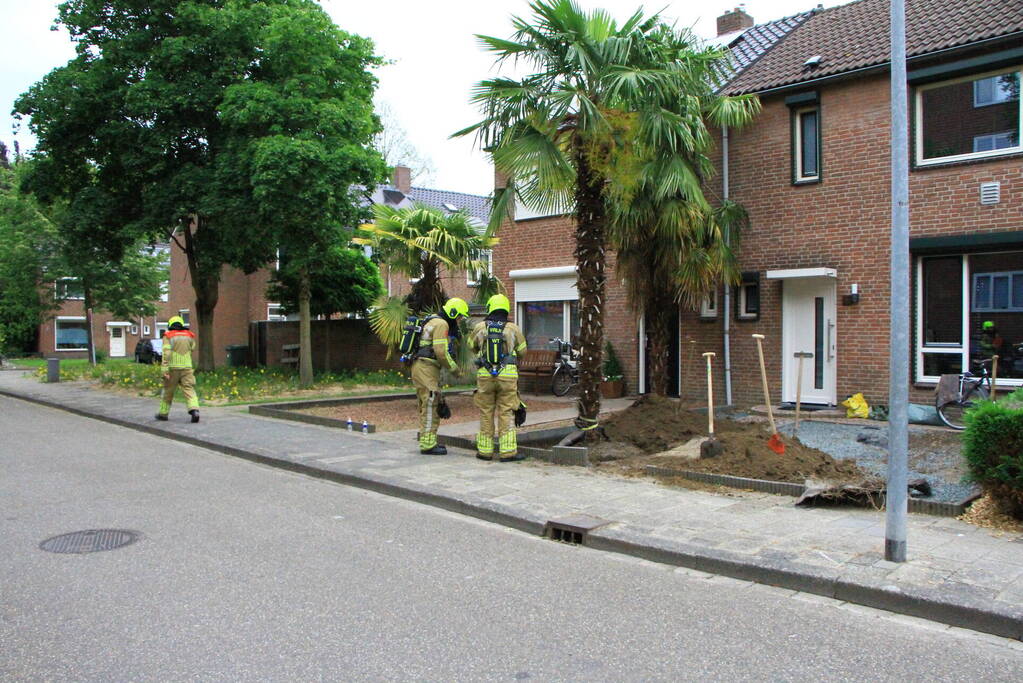 Gasleiding geraakt bij graafwerkzaamheden