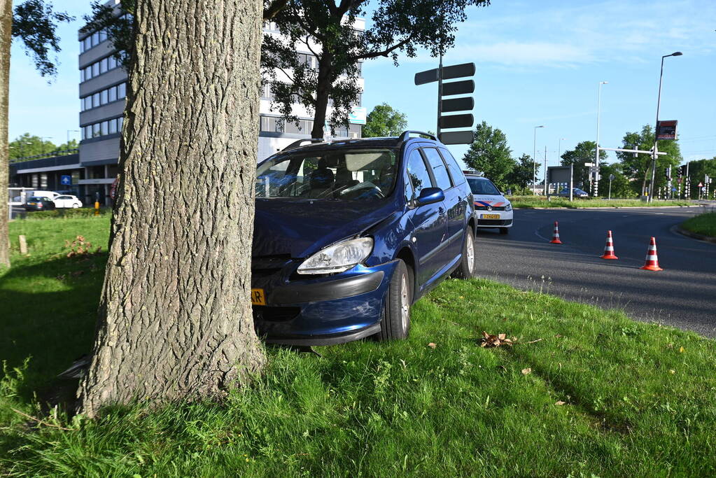 Bestuurder parkeert auto tegen boom en verdwijnt