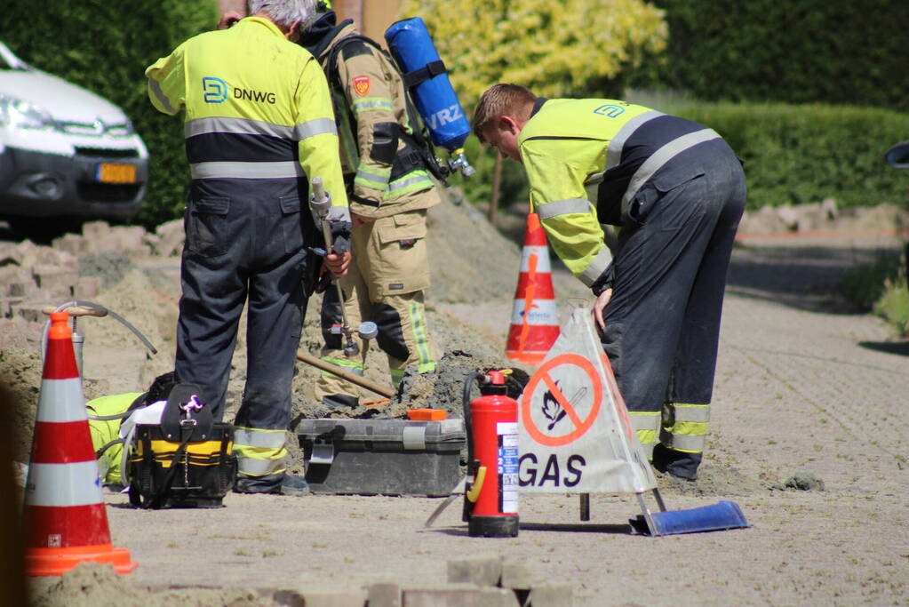 Gaslekkage bij graafwerkzaamheden aanleg glasvezel
