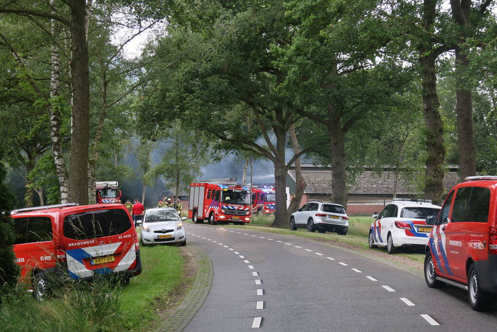 Schuur met pluimvee verwoest vanwege brand