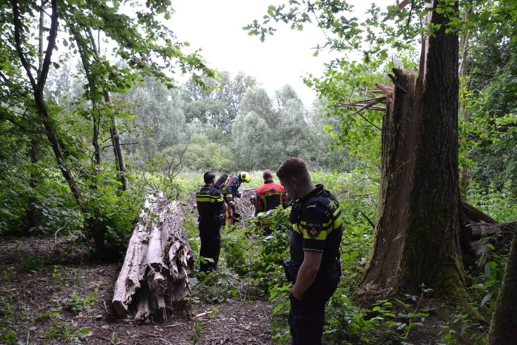 Stapel kranten in brand gestoken in het Gouwebos