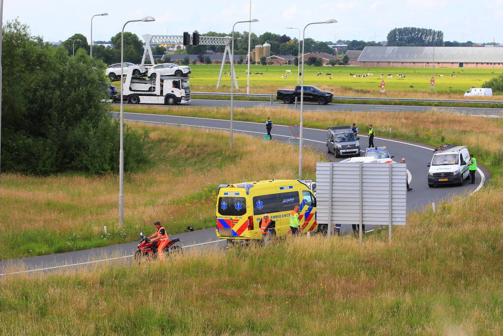 Motorrijder gewond bij ongeval op afrit