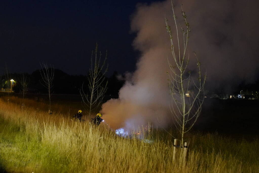 Bermbrand langs de snelweg