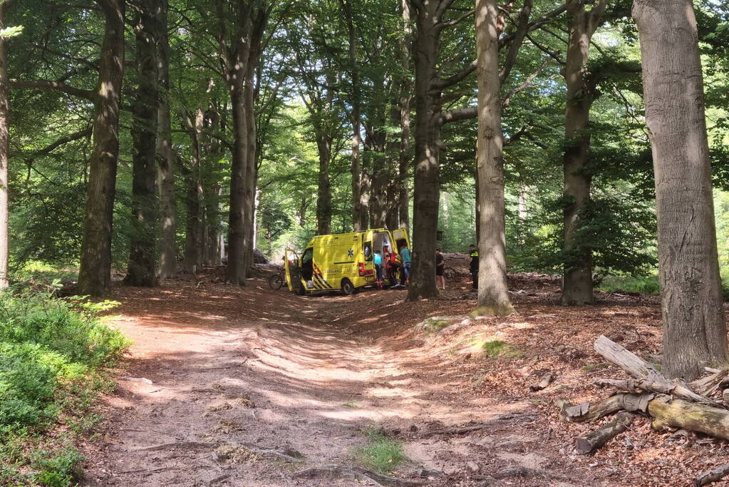 Mountainbiker gaat hard onderuit in bos