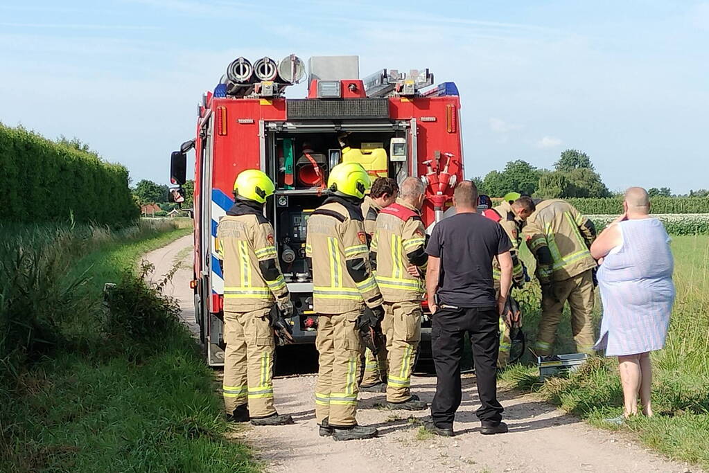 Hondje ontsnapt aan baasje en plonst in sloot