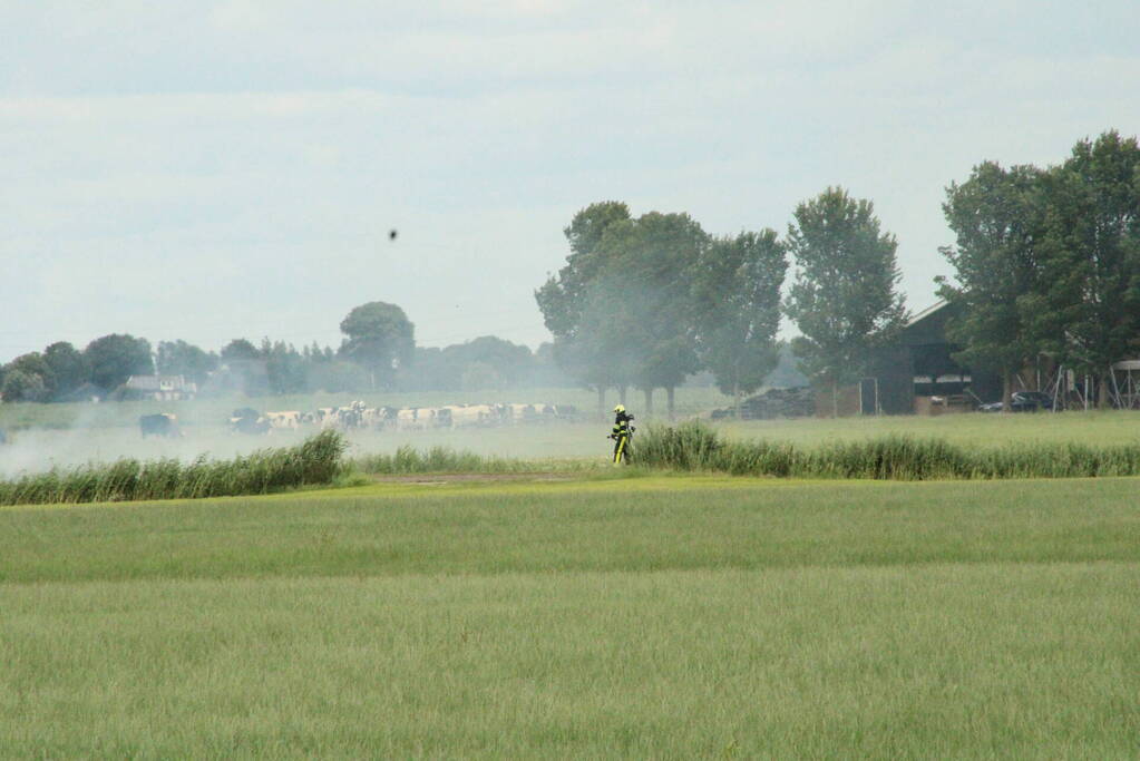 Brand langs sloot op boerenland