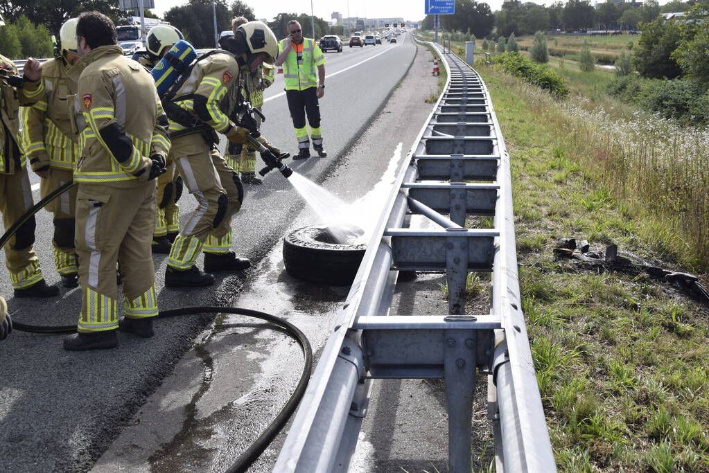 Brandweer blust vrachtwagenband