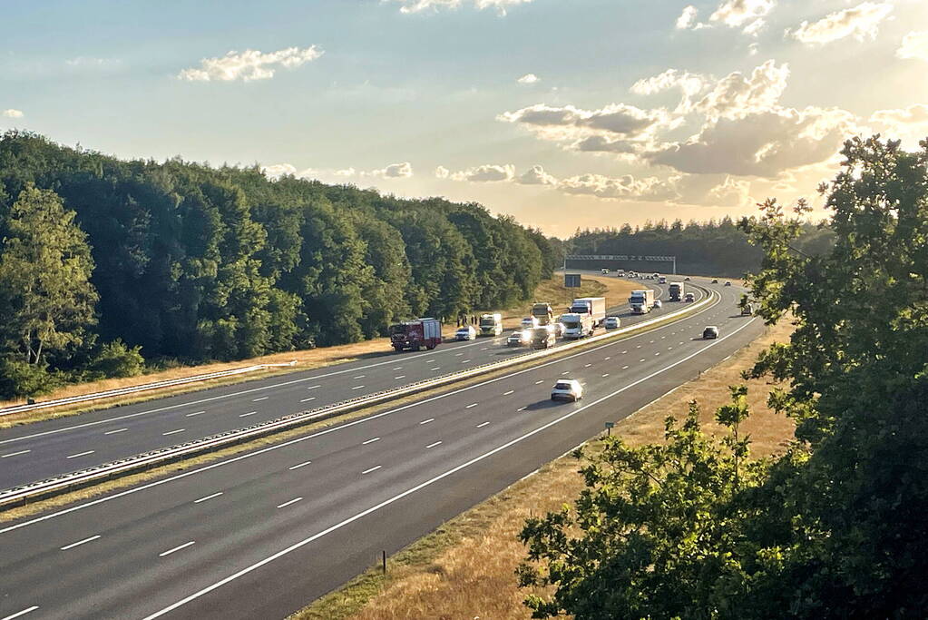 Voertuig raakt van de snelweg en belandt in struiken
