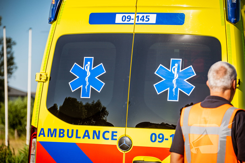 Bestelbus knalt tegen lantaarnpaal