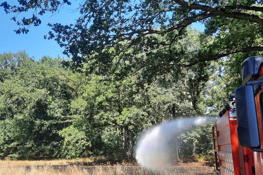 Brandweer blust flinke brand in berm