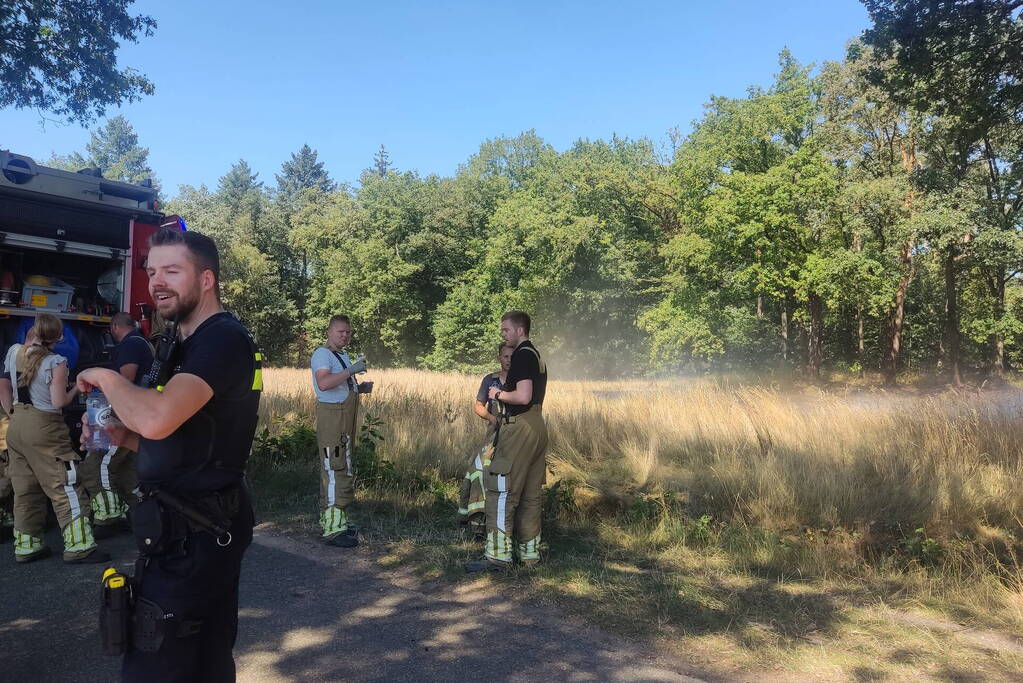Brandweer blust flinke brand in berm