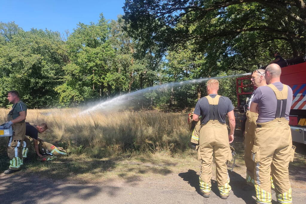 Brandweer blust flinke brand in berm