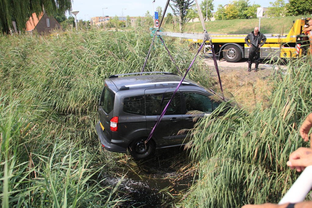 Auto te water geraakt na vergeten handrem