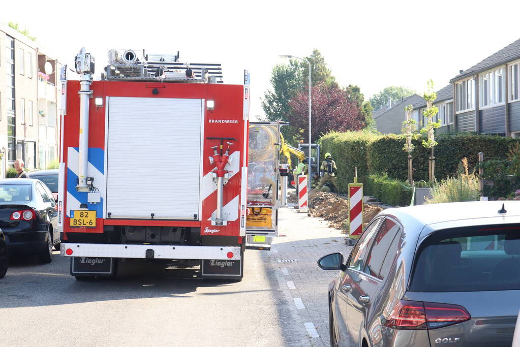 Gasleiding geraakt tijdens graafwerkzaamheden