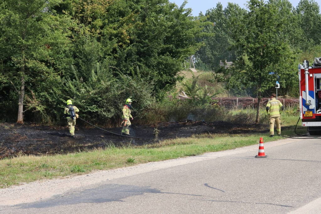 Stuk berm verwoest vanwege brand